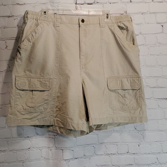 Vintage L.L. Bean tan khaki hiking cargo shorts size 20 - Picture 1 of 7